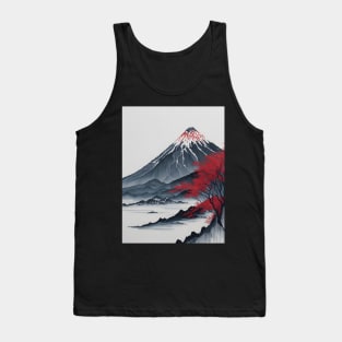 Serene Mount Fuji Sunset - Peaceful River Scenery Tank Top